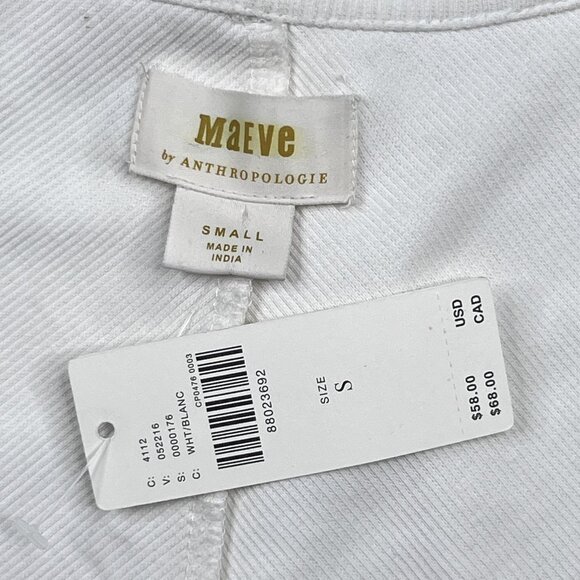 Maeve by Anthropologie Front Zip Ribbed Scoop Neck Top White Size S - NWT - Picture 5 of 7